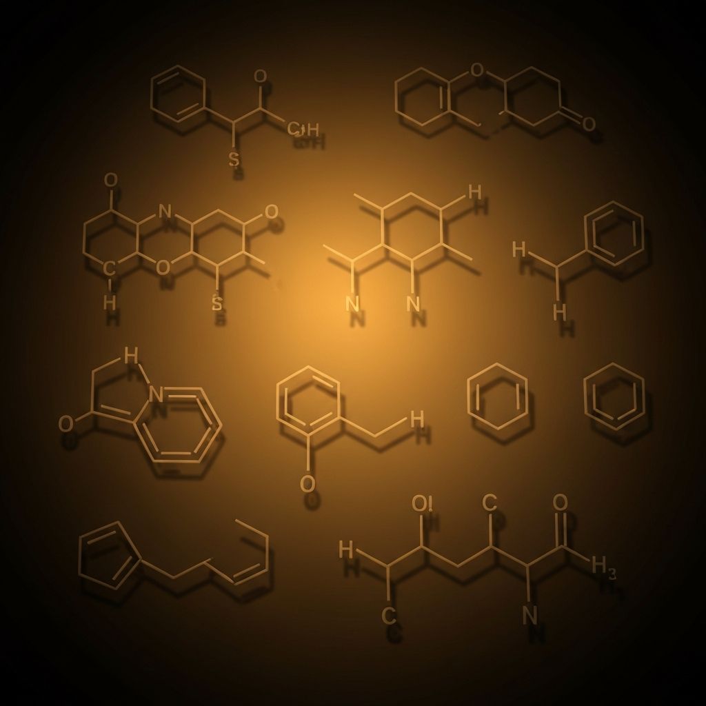 Abstract scientific visualization of different fat molecules and fatty acid structures showing geometric patterns of saturated and unsaturated bonds